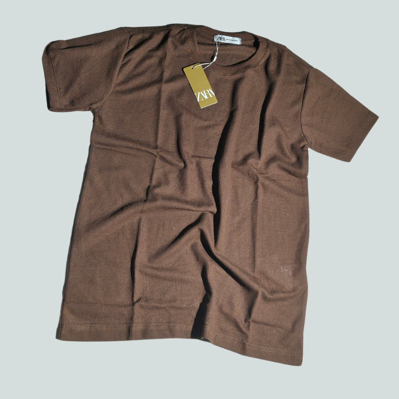 CAMISETA ZARA TEXTURIZADA WAFFLE LEVE - Imagem 5